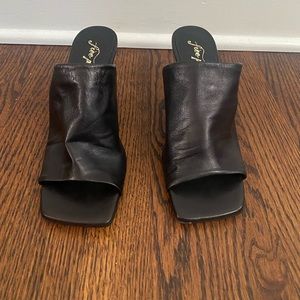 Free People Black Cara Square Toe Heel